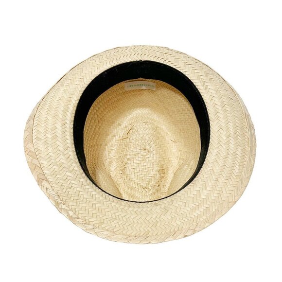 NATURAL Woven Palm Straw Fedora Hat - Picture 6 of 6